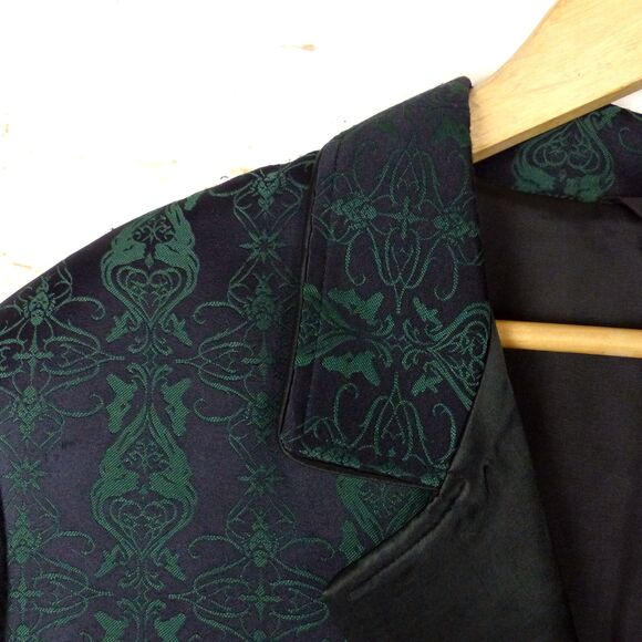 Y2K Lip Service Blacklist Jacket Men XL Black Green Brocade Jacquard Goth Rock - Picture 6 of 16